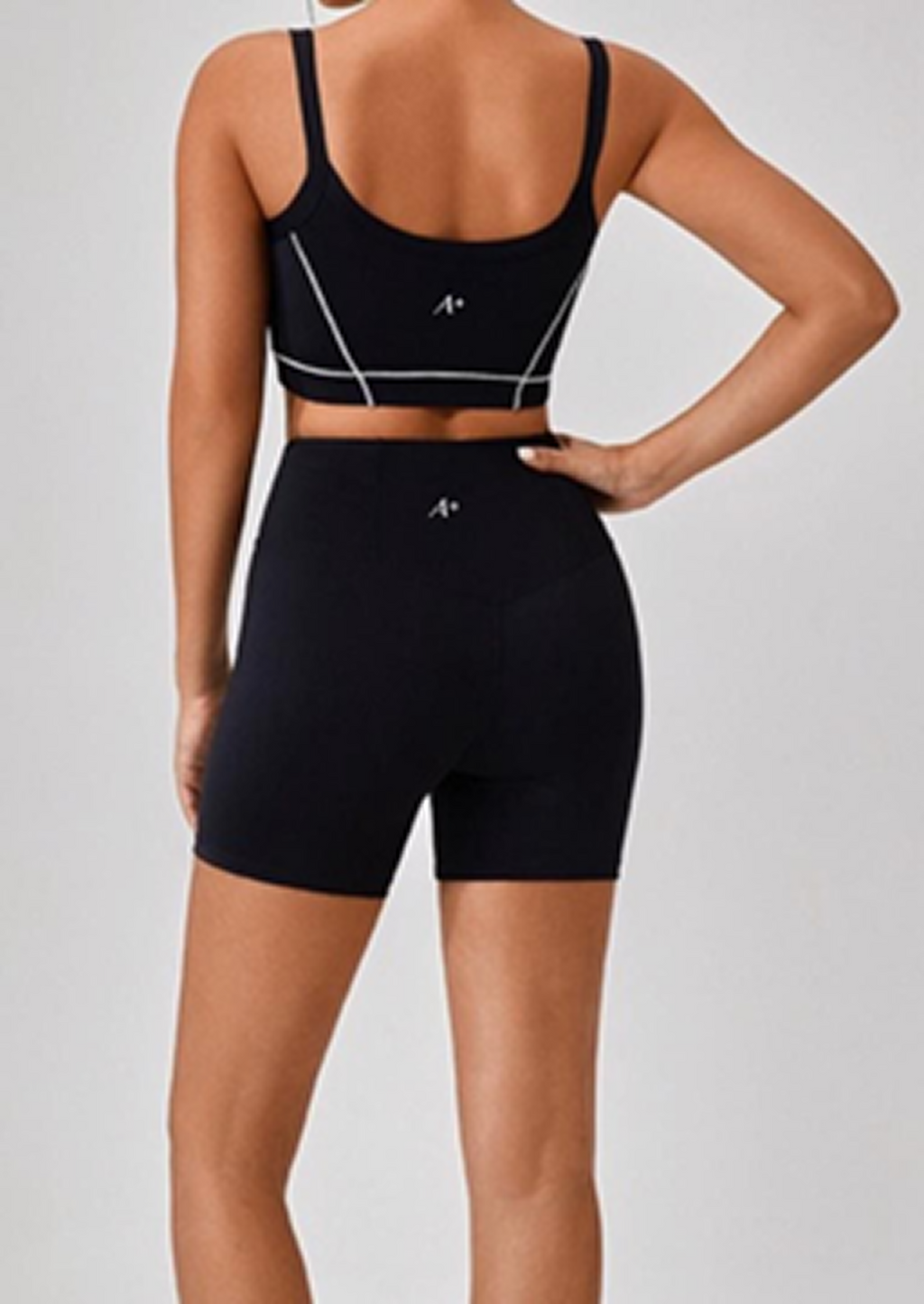 Midnight Black - White line Sports Bra